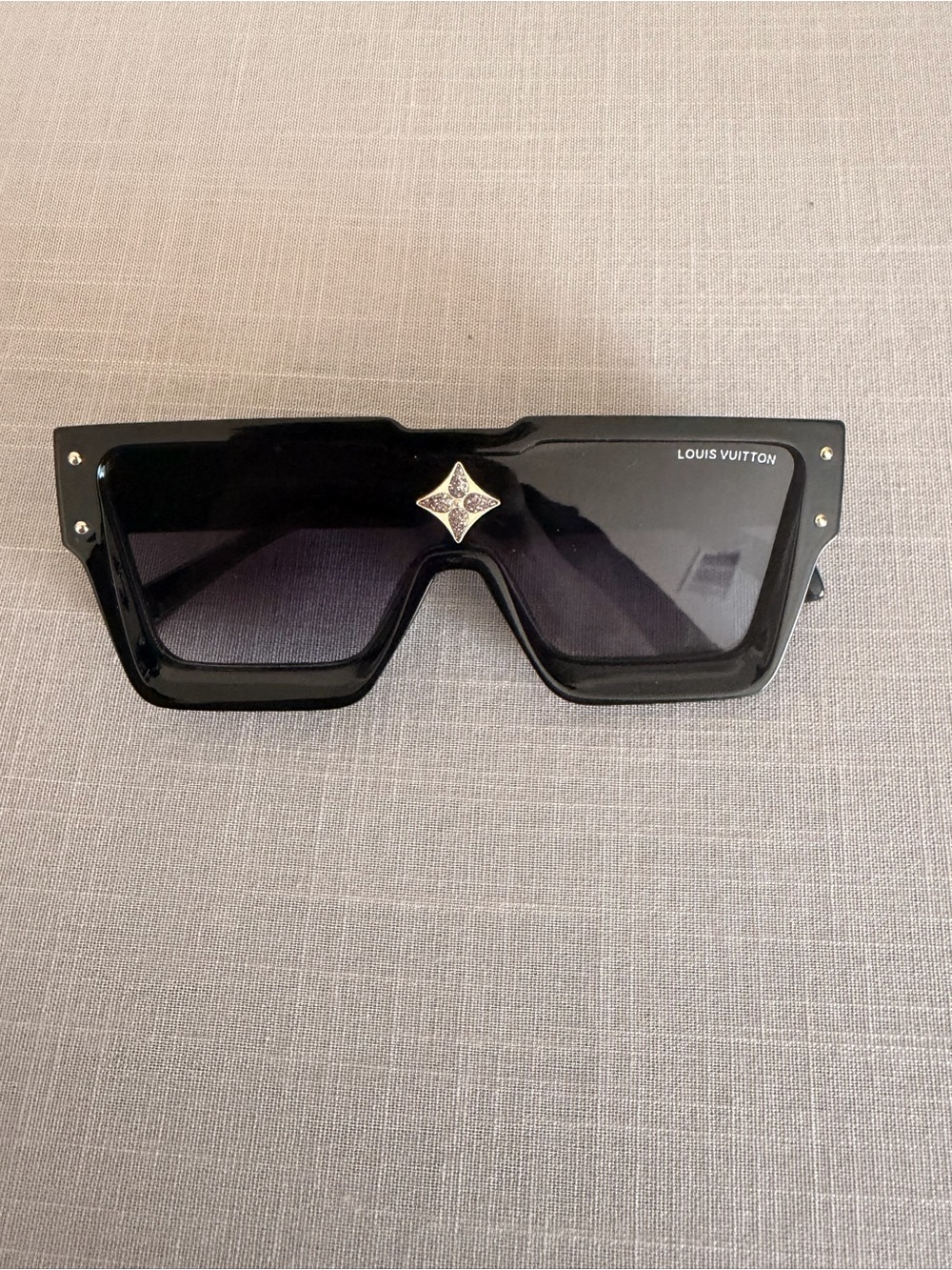 Louis Vuitton Black Shield Sunglasses with Gold Monogram Accent